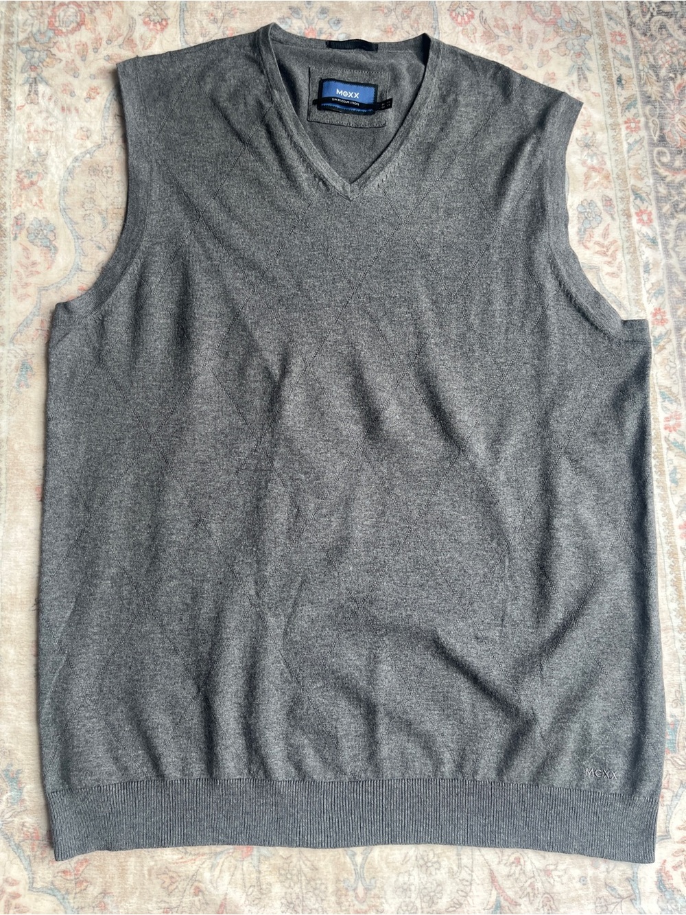 Mexx Men's V-Neck Sweater Vest in Charcoal Gray